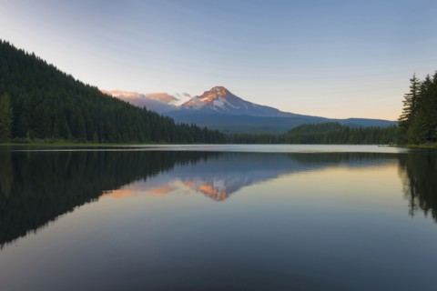 Reflection in still mountain lake