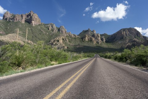 Rocky landscape with empty road