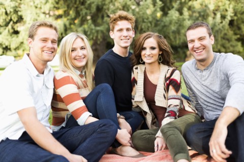 Portrait of group of friends in park