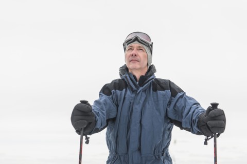 Portrait of mature male skier.