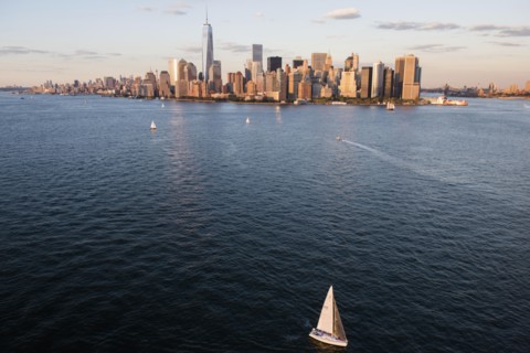 Manhattan skyline at sunset