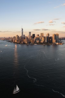 Manhattan skyline at sunset