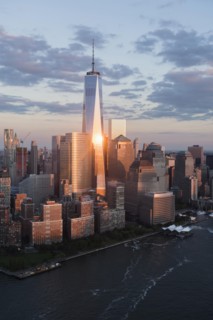 Manhattan skyline at sunset
