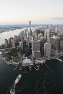 Aerial view of Lower Manhattan and One World Trade Center