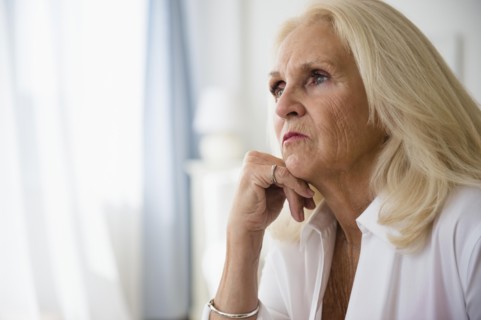 Portrait of blond senior woman