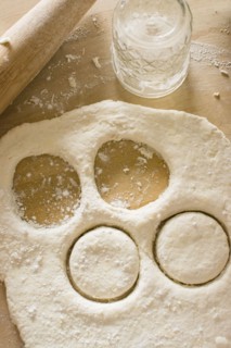 Circles cut out from fresh dough