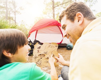 Father and son (12-13) camping