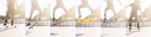 Montage of man skating