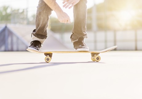 Man skateboarding in skatepark