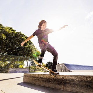 Man skating in skatepark