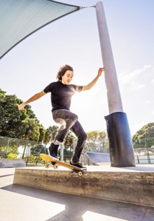 Man skating in skatepark