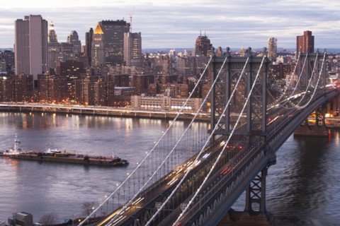View of East River and cityscape