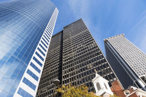 View of skyscrapers and clear sky