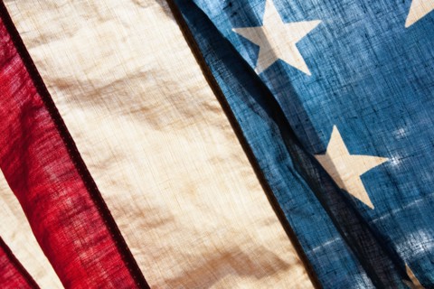 Close-up view of antique American flag