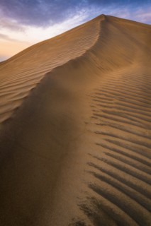View od sand dune at sunset