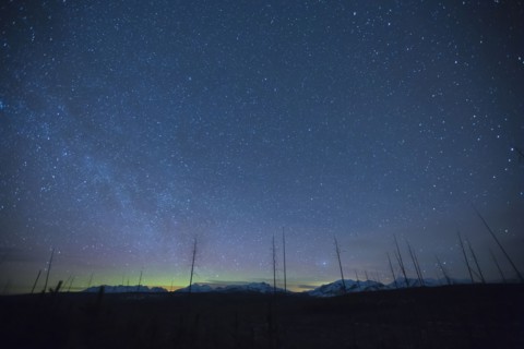 Scenic view of night sky with aurora borealis