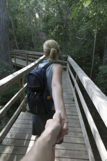 Mid-adult couple hiking