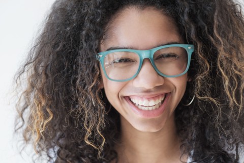 Portrait of teenage girl (16-17) wearing eyeglasses.