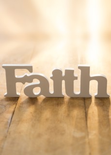 View of single word 'faith'.