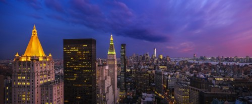 Cityscape at dusk. USA, New York State, New York City.