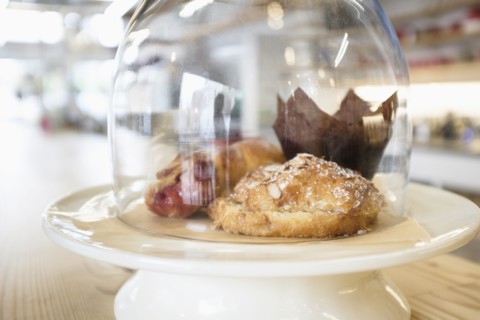 Close-up of croissant in bakery.