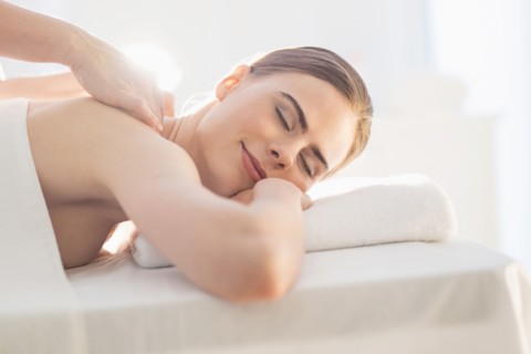 Young woman during massage.