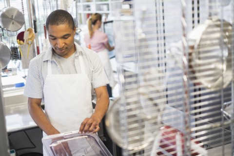 Bakery owner at work.