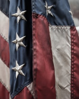 Close-up of American flag.