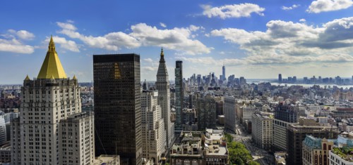 Aerial view of residential district. USA, New York State, New York City.