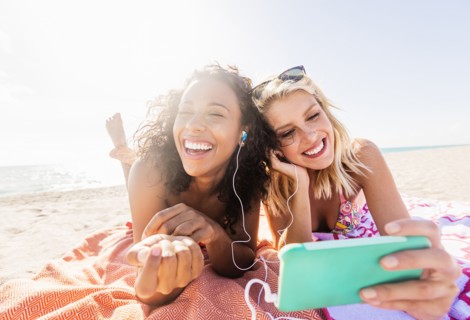 Female friends on beach