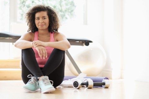 Portrait of young woman at gym.