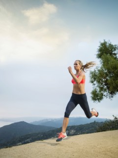 Woman running in mountains