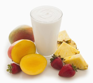 Pineapple, mango and strawberry smoothie