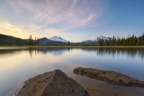 View of Sparks Lake at sunset
