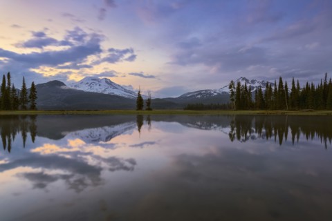 View of Sparks Lake at sunset