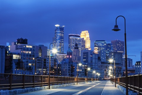 Downtown district at night