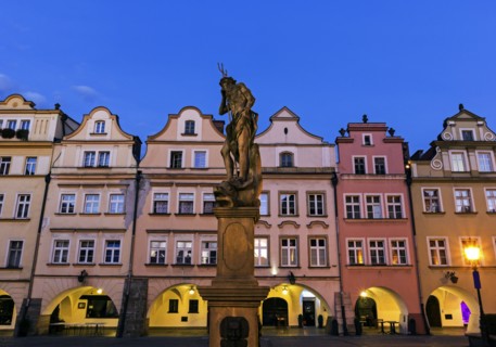 Statues and facades of old town houses