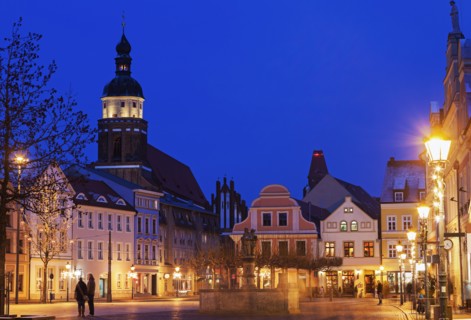 Altmarkt and St. Nikolai Church illuminated at night
