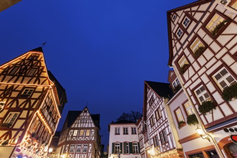Illuminated half-timbered houses