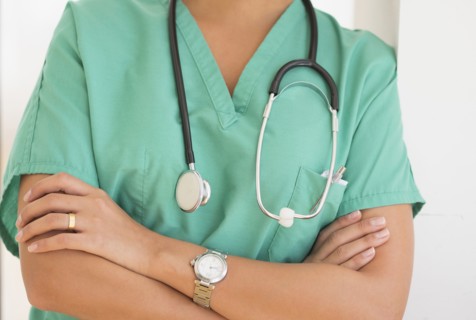 Young female doctor in hospital .