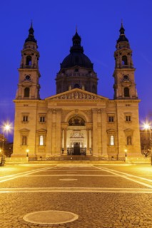 Saint Stephen's Basilica and illuminated square
