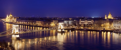 Waterfront cityscape with Chain Bridge
