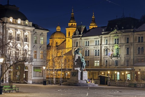 Saint Nicholas Cathedral from Preseren Square