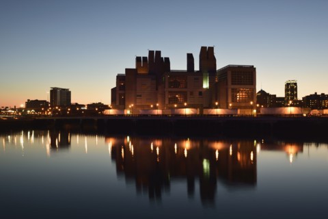 Expressway Tunnel Ventilation System Building at dusk