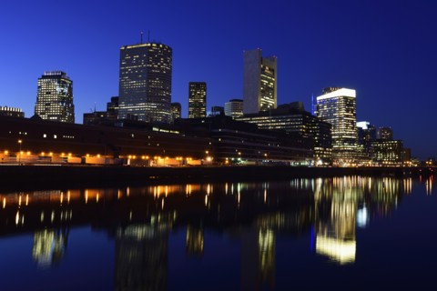 Financial district at night