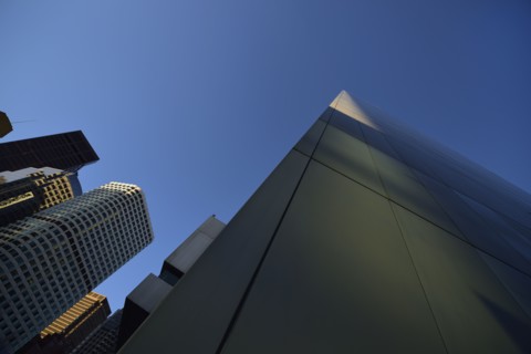 Low-angle view of financial district