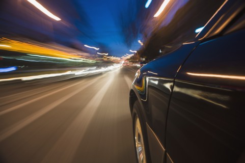 Car speeding through street