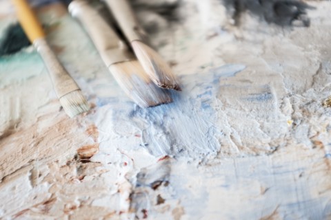 Paintbrushes and palette.