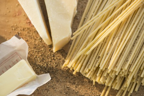 Studio shot of cheese pasta and butter