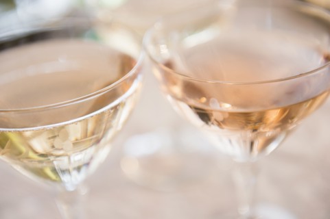 Two white wine glasses